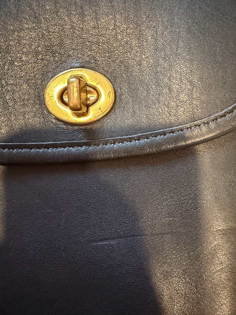 Classic Black Leather Crossbody with Gold Turnlock - Picture 9 of 9